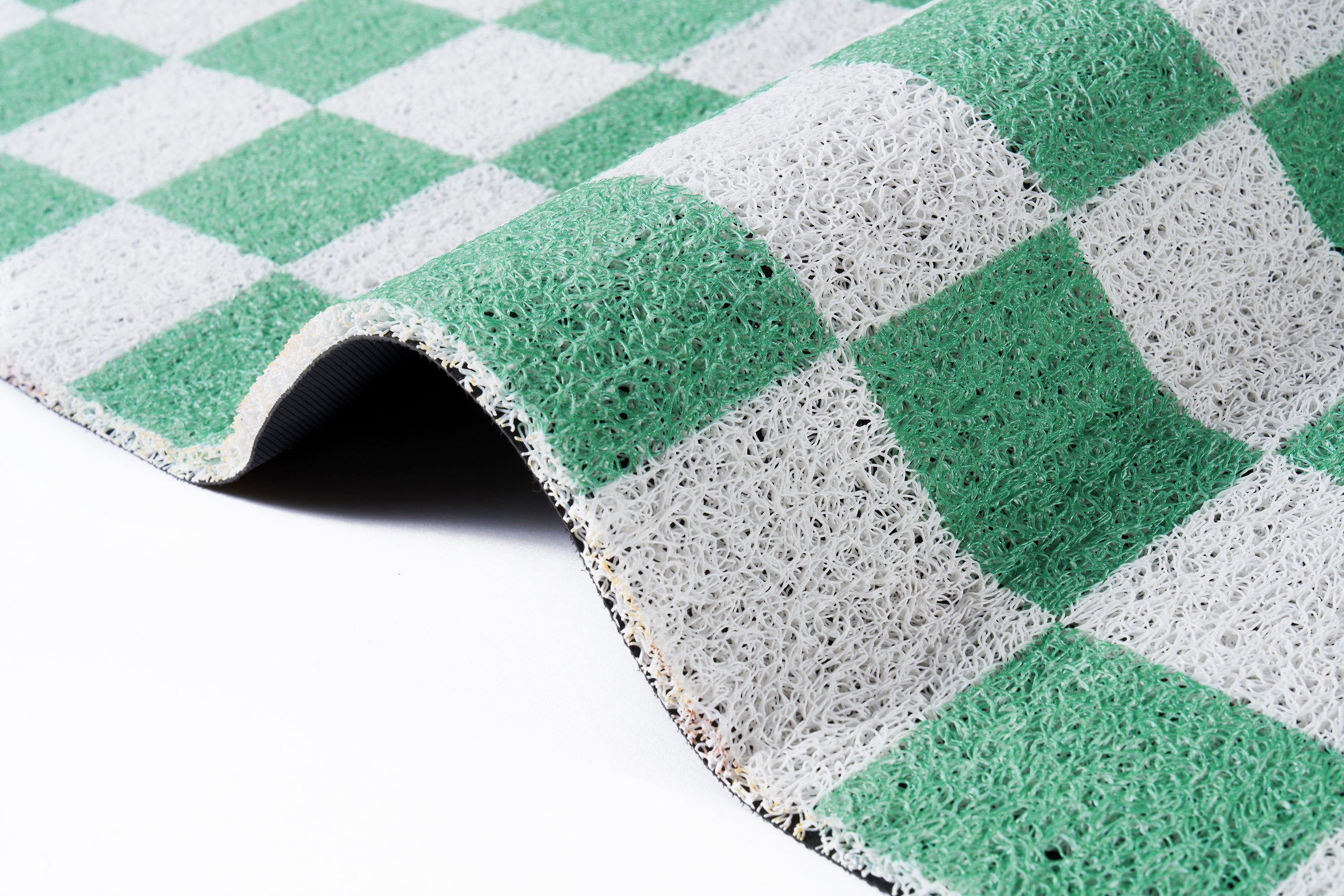 Pixa Pod Green Grid Indoor Entry Mat Non-Slip Area Rug
