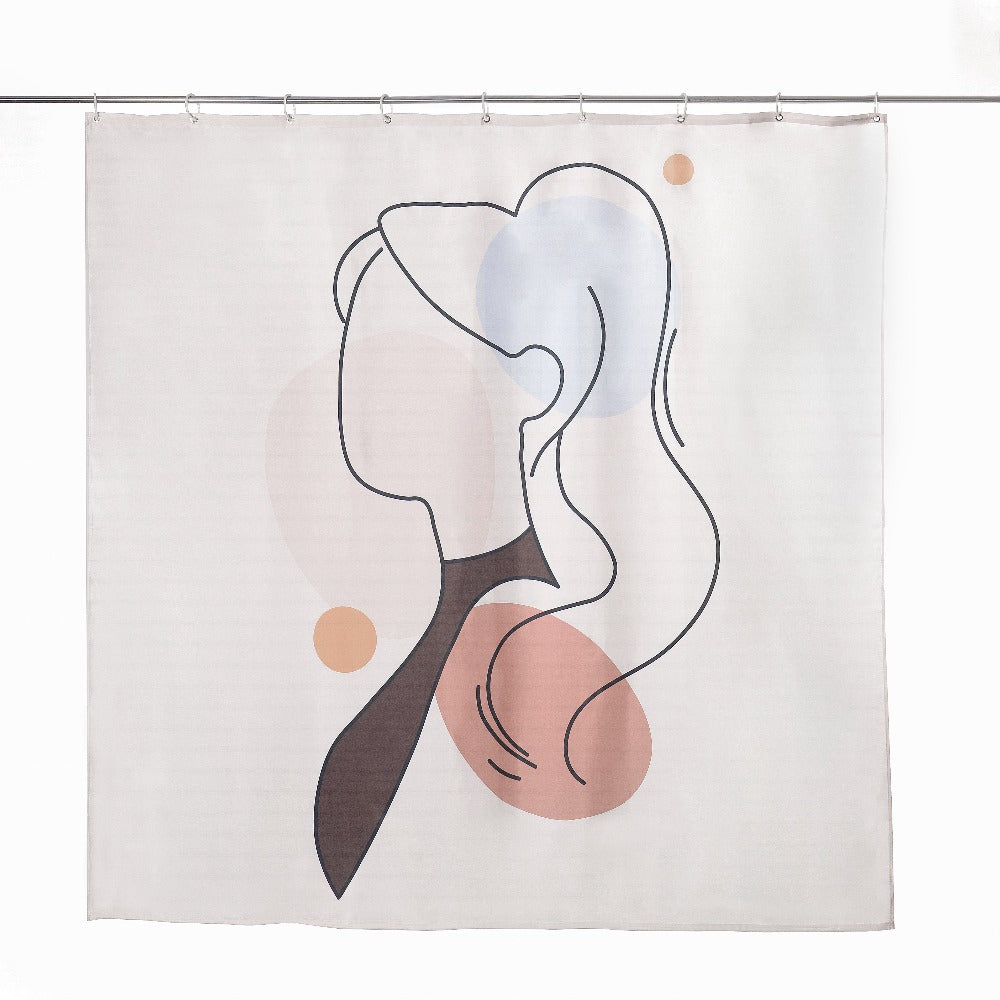 Pixa-Pod-Chic-Silhouette-Face-Waterproof-Bathroom-Long-Shower-Curtain